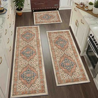 BOGASYL Vintage 3 pc Non Slip Kitchen Rug Set
