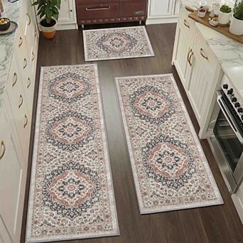 BOGASYL Vintage 3 pc Non Slip Kitchen Rug Set