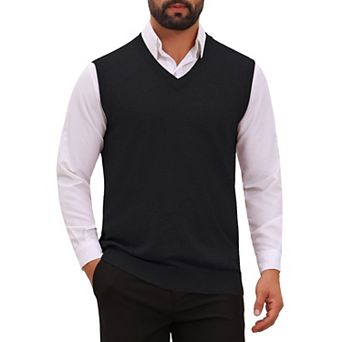 Men's Knit Sweater Vest Pullover Casual Fall Winter Layering Top Sleeveless Sweaters