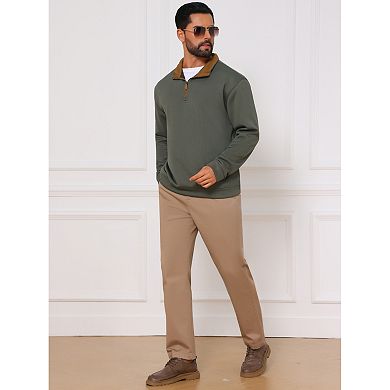 Men's Pullover Sweater Quarter Zip Lightweight Mock Neck Slim Fit Casual Polo Sweaters