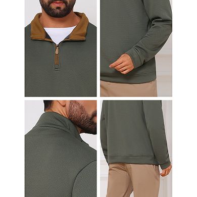 Men's Pullover Sweater Quarter Zip Lightweight Mock Neck Slim Fit Casual Polo Sweaters