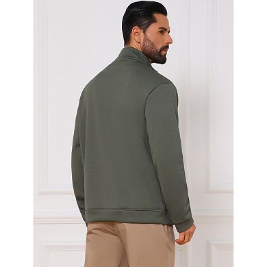 Men's Pullover Sweater Quarter Zip Lightweight Mock Neck Slim Fit Casual Polo Sweaters
