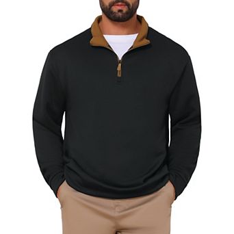 Men's Pullover Sweater Quarter Zip Lightweight Mock Neck Slim Fit Casual Polo Sweaters