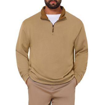 Men's Pullover Sweater Quarter Zip Lightweight Mock Neck Slim Fit Casual Polo Sweaters