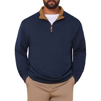 Men's Pullover Sweater Quarter Zip Lightweight Mock Neck Slim Fit Casual Polo Sweaters