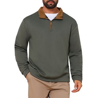 Men's Pullover Sweater Quarter Zip Lightweight Mock Neck Slim Fit Casual Polo Sweaters