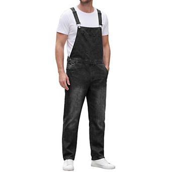 Men's Denim Overall Adjustable Strap Workwear Jumpsuit Casual Dungarees with Pockets