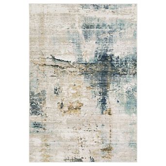 StyleHaven Textural Distressed Abstract Blue Area Rug