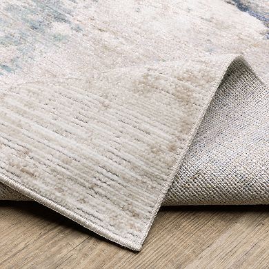 StyleHaven Textural Distressed Abstract Blue Area Rug