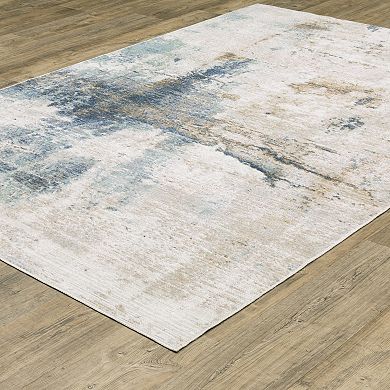 StyleHaven Textural Distressed Abstract Blue Area Rug