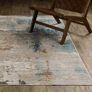 StyleHaven Textural Distressed Abstract Blue Area Rug