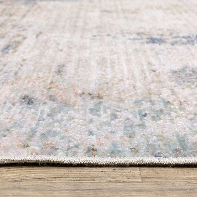 StyleHaven Textural Distressed Abstract Blue Area Rug