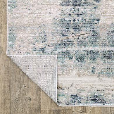 StyleHaven Textural Distressed Abstract Blue Area Rug
