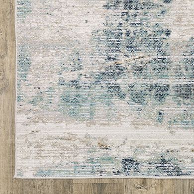StyleHaven Textural Distressed Abstract Blue Area Rug