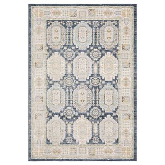 StyleHaven Textural Distressed Traditional Navy Area Rug