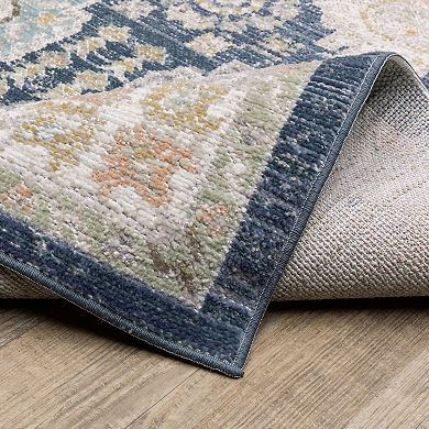 StyleHaven Textural Distressed Traditional Navy Area Rug