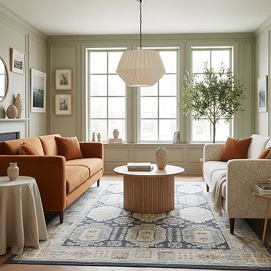 StyleHaven Textural Distressed Traditional Navy Area Rug