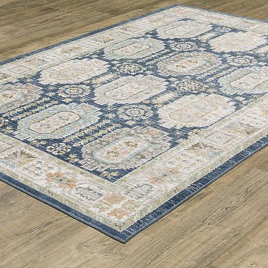 StyleHaven Textural Distressed Traditional Navy Area Rug