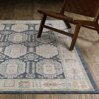 StyleHaven Textural Distressed Traditional Navy Area Rug