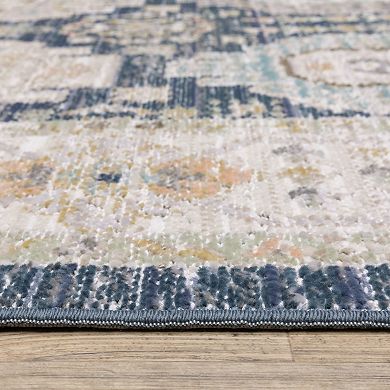 StyleHaven Textural Distressed Traditional Navy Area Rug