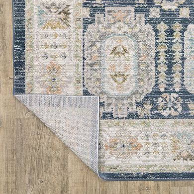 StyleHaven Textural Distressed Traditional Navy Area Rug