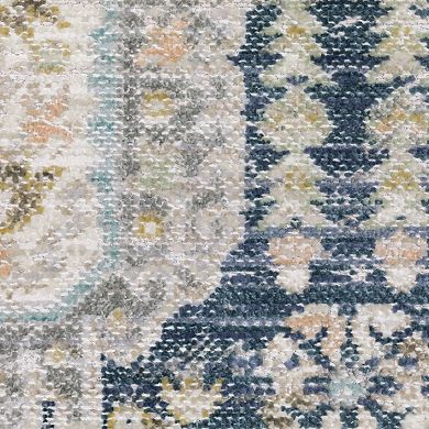 StyleHaven Textural Distressed Traditional Navy Area Rug