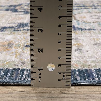 StyleHaven Textural Distressed Traditional Navy Area Rug