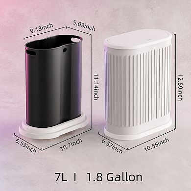 1.8 Gallon Slim Dog Proof Bathroom Trash Can With Removable Liner Bucket