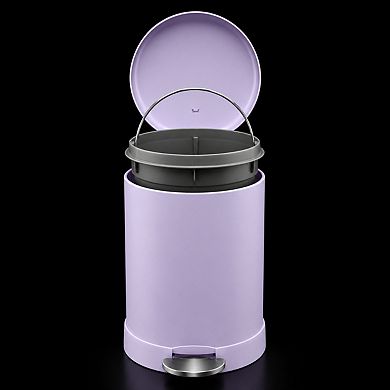 1.2 Gallon Stainless Steel Step Trash Can Soft Close Lid Removable Inner Bucket