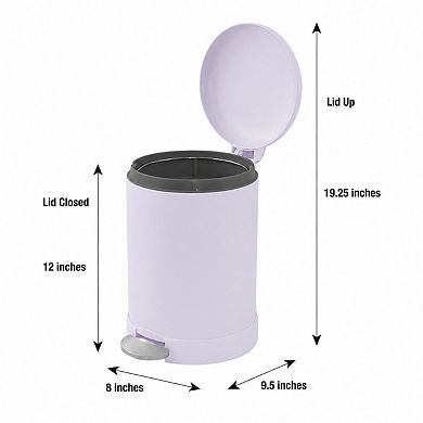 1.2 Gallon Stainless Steel Step Trash Can Soft Close Lid Removable Inner Bucket