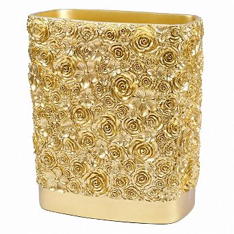 1.8 Gallon Polyresin Wastebasket Hand Carved Rose Flower Decor for Bedroom Office Kitchen