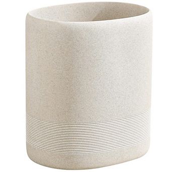 1.6 Gallon Stone Look Oval Trash Can Decorative Waste Basket For Home Office