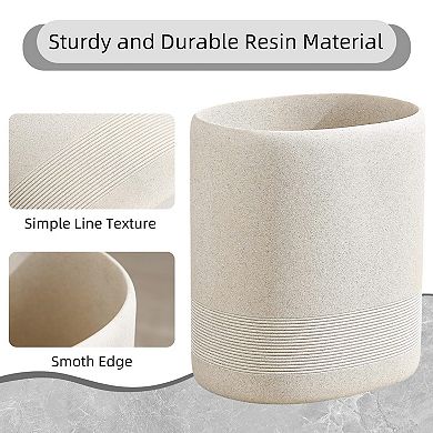 1.6 Gallon Stone Look Oval Trash Can Decorative Waste Basket For Home Office