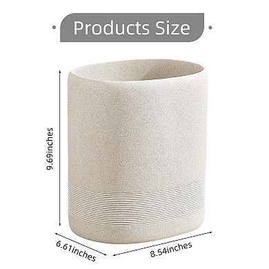 1.6 Gallon Stone Look Oval Trash Can Decorative Waste Basket For Home Office