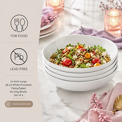 10 Inch Porcelain Serving Bowl Set 56 Oz Capacity Dishwasher Safe