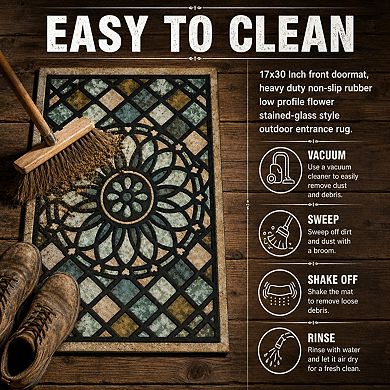 Heavy Duty Non Slip Rubber Welcome Doormat Low Profile Outdoor Entryway Rug