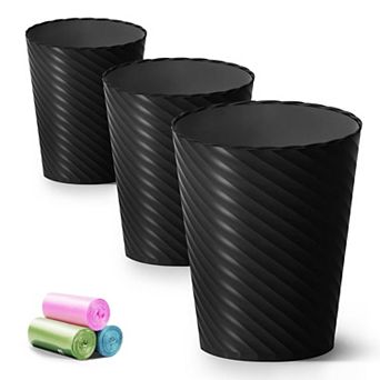 1.8 Gallon Compact Round Plastic Trash Can with Garbage Bags Multi Use