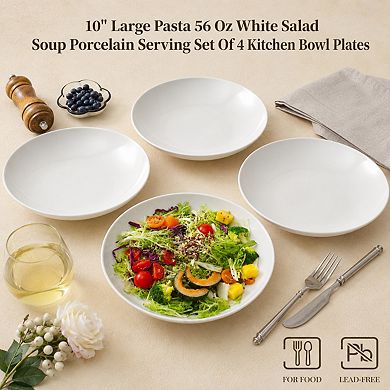 10 Inch Porcelain Serving Bowl Set 56 Oz Capacity Dishwasher Safe