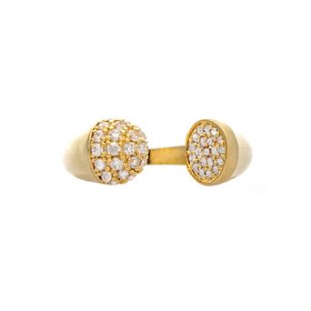 Rivka Friedman 18K Gold Plated Polished Cubic Zirconia Bypass Ring