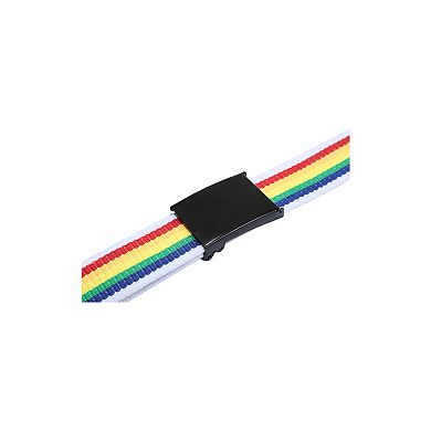 Unisex Canvas Belt Web Adjustable Holeless Slide Buckle Metal Tip End