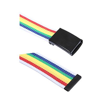 Unisex Canvas Belt Web Adjustable Holeless Slide Buckle Metal Tip End