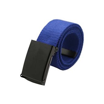 Unisex Canvas Belt Web Adjustable Holeless Slide Buckle Metal Tip End
