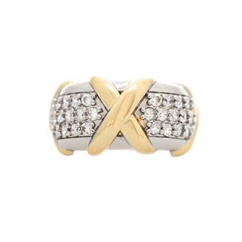 Rivka Friedman Mixed Metal + CZ Criss Cross Ring