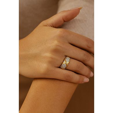 Rivka Friedman Mixed Metal + CZ Criss Cross Ring