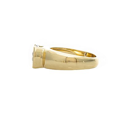 Rivka Friedman 18K Gold Plated Round Semi-Bezel Set Cubic Zirconia Solitaire Ring