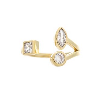 Rivka Friedman 18K Gold Plated Cubic Zirconia Open Trio Ring