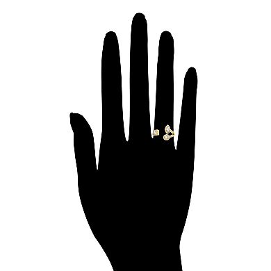 Rivka Friedman 18K Gold Plated Cubic Zirconia Open Trio Ring
