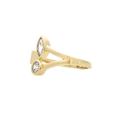 Rivka Friedman 18K Gold Plated Cubic Zirconia Open Trio Ring
