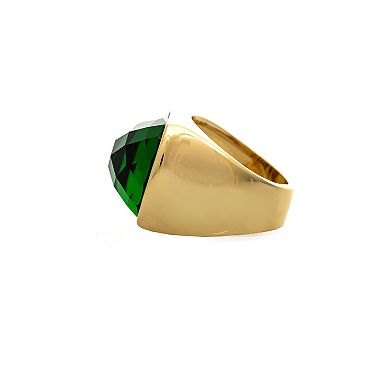 Rivka Friedman 18K Gold Plated Green Cushion-Cut Cubic Zirconia Statement Ring