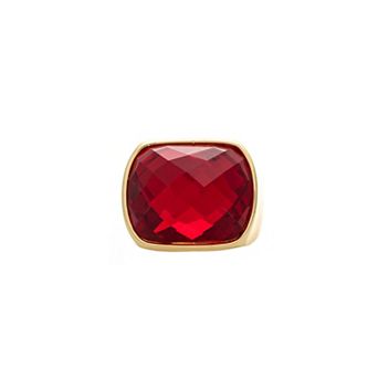 Rivka Friedman 18K Gold Plated Rubelite Cushion-Cut Cubic Zirconia Statement Ring
